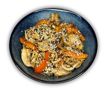 Удон с курицей и соусом терияки