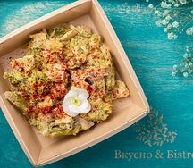 Нежная куриная грудка су-вид с грибами и брокколи