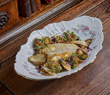 Палтус с катанкой и грибами