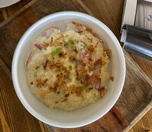 Пшенка со сливками и беконом
