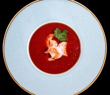 Томатный суп с креветками