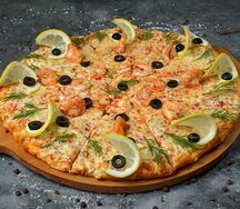 Пицца с креветками