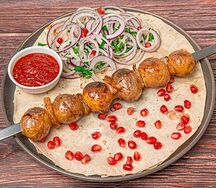 Шашлык из молодого картофеля с курдюком