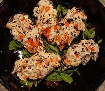 Мидии с беконом в сливочном соусе