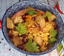 Плов с баранинкой, перчиком чили и гранатом