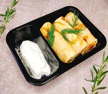 Блины с ветчиной, сыром и грибами большие