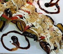 Рулетики из баклажанов с орехами