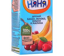 Фрутоняня банан, яблоко, вишня, малина