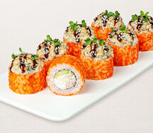 Шеф-ролл с угрем и креветкой