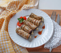 Рулетики из баклажанов с орехами