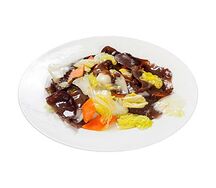 Овощи на воке с грибами