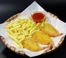 Креветки с картошкой фри