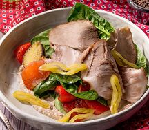 Салат с бужениной и ореховым соусом