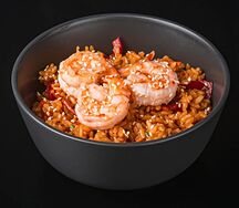 Рис отварной с креветками в соусе терияки