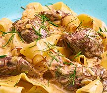 Папарделли с телячьими щечками