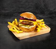 Бургер с рваной говядиной, фри