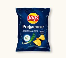 Чипсы Lays рифленые Сметана и лук