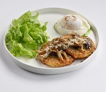 Картофельные драники с пармезаном и вешенками