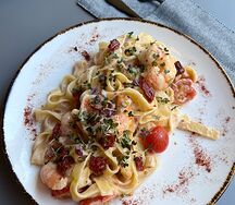 Феттуччине с креветками