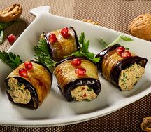 Рулетики из баклажанов с грецкими орехами
