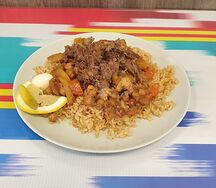 Плов по чайхански и салат