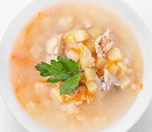 Уха с кетой и форелью