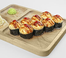 Роллы запеченные с пармезаном и креветкой