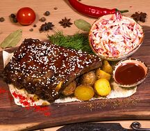 Рёбра свиные под соусом Терияки с гарниром