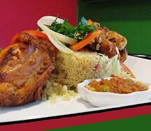 Poulet frit et attiéké