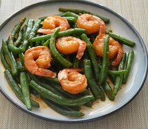 Gambas aux haricots verts