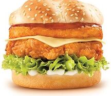 Double chicken burger et frites