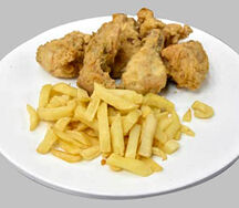 Poulet entier pané + frites