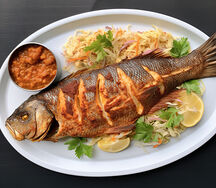 Poisson sosso frit avec attiéké