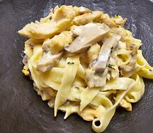 Tagliatelles gourmandes, crème poulet & champignons