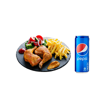 Demi poulet braisé frites et boisson