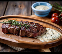 Filet de bœuf grillé et sauce roquefort