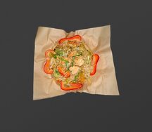 Вок с пшеничной лапшой и креветками