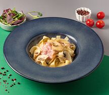 Феттучини ветчина грибы