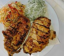 Шашлык из филе грудки цыплёнка на углях