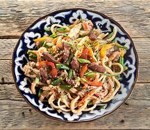 Лагман с говядиной и овощами