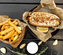 Хот-дог Деревенский с картофелем по-бельгийски