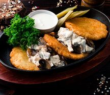 Драники с курицей и грибами