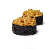 Гункан спайси с креветкой и лососем