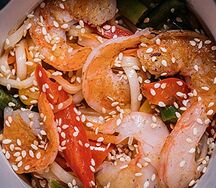 Креветки с лапшой на выбор