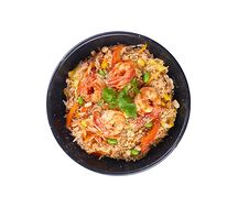 Жареный рис с яйцом и креветками