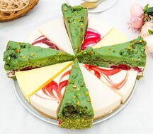 Торт ассорти Фисташковый с малиной и чизкейки