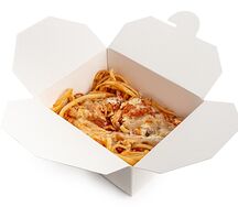 Паста с курицей и сладким чили