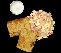 Блины по-домашнему с сыром и ветчиной