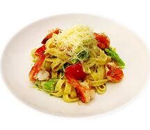 Паста с креветками и брокколи
