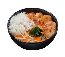 Том ям с креветками и рисом